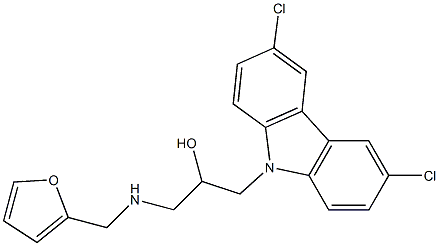 1-(3,6-dichloro-9H-carbazol-9-yl)-3-((furan-2-ylmethyl)amino)propan-2-ol Struktur