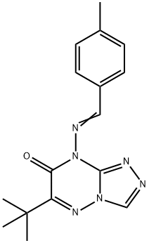(E)-6-(tert-butyl)-8-((4-methylbenzylidene)amino)-[1,2,4]triazolo[4,3-b][1,2,4]triazin-7(8H)-one Struktur