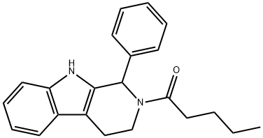 1-[1-フェニル-3,4-ジヒドロ-1H-ピリド[3,4-b]インドール-2(9H)-イル]ペンタン-1-オン 化学構造式