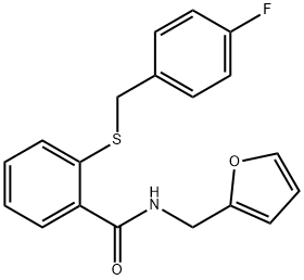 2-[(4-fluorophenyl)methylsulfanyl]-N-(furan-2-ylmethyl)benzamide 结构式