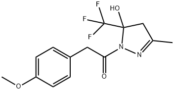 1-[5-hydroxy-3-methyl-5-(trifluoromethyl)-4H-pyrazol-1-yl]-2-(4-methoxyphenyl)ethanone Structure