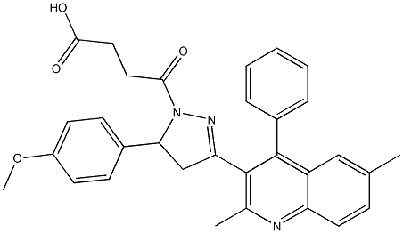 4-(3-(2,6-dimethyl-4-phenylquinolin-3-yl)-5-(4-methoxyphenyl)-4,5-dihydro-1H-pyrazol-1-yl)-4-oxobutanoic acid Structure