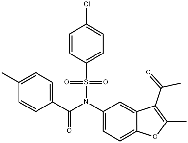 N-(3-acetyl-2-methylbenzofuran-5-yl)-N-((4-chlorophenyl)sulfonyl)-4-methylbenzamide Struktur