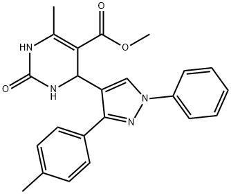 methyl 6-methyl-2-oxo-4-(1-phenyl-3-(p-tolyl)-1H-pyrazol-4-yl)-1,2,3,4-tetrahydropyrimidine-5-carboxylate 结构式
