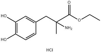 3-(3,4-dihydroxyphenyl)-2-methyl- DL- Alanine ethyl ester, hydrochloride Struktur