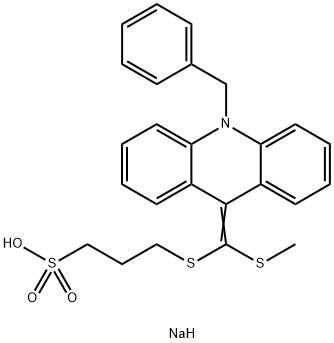sodium 3-{[(10-benzyl-9,10-dihydroacridin-9-ylidene)(methylsulfanyl)methyl]sulfanyl}propane-1-sulfonic acid Struktur