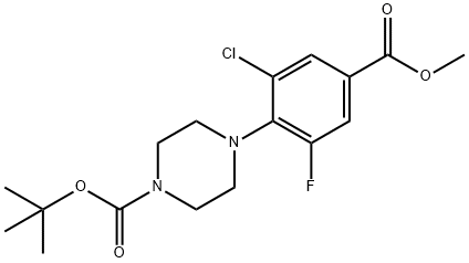 1-Piperazinecarboxylic acid,4-[2-chloro-6-fluoro-4-(methoxycarbonyl)phenyl]-, 1,1-dimethylethyl ester,570408-22-9,结构式