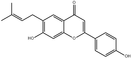 4H-1-Benzopyran-4-one,7-hydroxy-2-(4- hydroxyphenyl)-6-(3-methyl-2-butenyl)- Structure