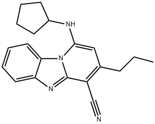 1-(cyclopentylamino)-3-propylbenzo[4,5]imidazo[1,2-a]pyridine-4-carbonitrile Struktur