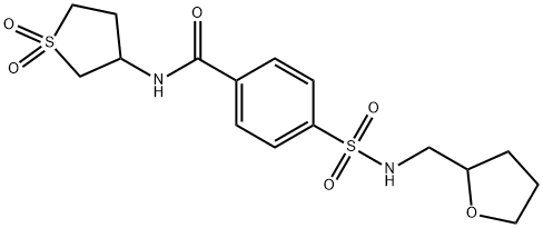 N-(1,1-dioxidotetrahydrothiophen-3-yl)-4-(N-((tetrahydrofuran-2-yl)methyl)sulfamoyl)benzamide 化学構造式
