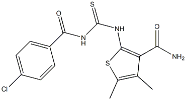 2-({[(4-chlorobenzoyl)amino]carbonothioyl}amino)-4,5-dimethyl-3-thiophenecarboxamide Structure