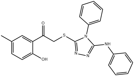 2-[(5-anilino-4-phenyl-1,2,4-triazol-3-yl)sulfanyl]-1-(2-hydroxy-5-methylphenyl)ethanone Struktur