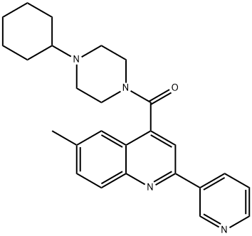 (4-cyclohexylpiperazin-1-yl)-(6-methyl-2-pyridin-3-ylquinolin-4-yl)methanone Struktur