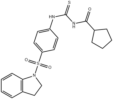 N-({[4-(2,3-dihydro-1H-indol-1-ylsulfonyl)phenyl]amino}carbonothioyl)cyclopentanecarboxamide Structure