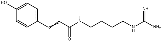 N-(4-カルバムイミドアミドブチル)-3-(4-ヒドロキシフェニル)プロパ-2-エンアミド 化学構造式
