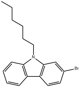 2-ブロモ-9-ヘキシル-9H-カルバゾール 化学構造式