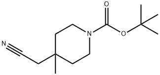 tert-butyl 4-(cyanomethyl)-4-methylpiperidine-1-carboxylate Struktur