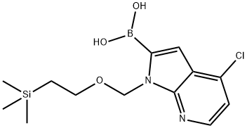 (4-chloro-1-{[2-(trimethylsilyl)ethoxy]methyl}-1H-pyrrolo[2,3-b]pyridin-2-yl)boronic acid Struktur