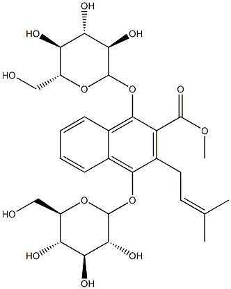 1,4-二羟基-3-异戊烯基-2-萘酸甲酯双葡萄糖苷 结构式