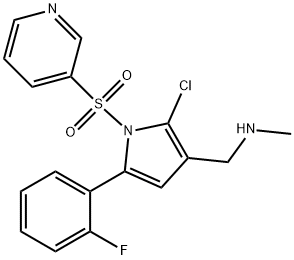 1-(2-chloro-5-(2-fluorophenyl)-1-(pyridin-3-ylsulfonyl)-1H-pyrrol-3-yl)-N-methylmethanamine Struktur
