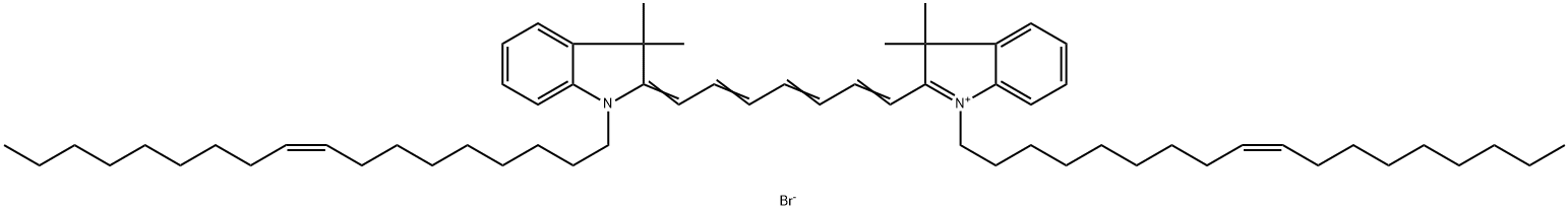 2-{7-[3,3-dimethyl-1-(octadec-9-en-1-yl)-2,3-dihydro-1H-indol-2-ylidene]hepta-1,3,5-trien-1-yl}-3,3-dimethyl-1-(octadec-9-en-1-yl)-3H-indol-1-ium bromide,1011488-90-6,结构式