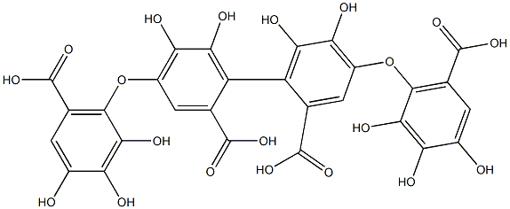 [1,1'-Biphenyl]-2,2'-dicarboxylicacid, 4,4'-bis(6-carboxy-2,3,4-trihydroxyphenoxy)-5,5',6,6'-tetrahydroxy- (9CI) 结构式