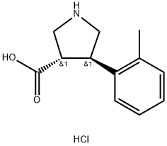(3S,4R)-4-(o-tolyl)Pyrrolidine-3-carboxylic acid hydrochloride, 1049727-94-7, 结构式