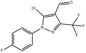 5-クロロ-1-(4-フルオロフェニル)-3-(トリフルオロメチル)-1H-ピラゾール-4-カルブアルデヒド 化学構造式