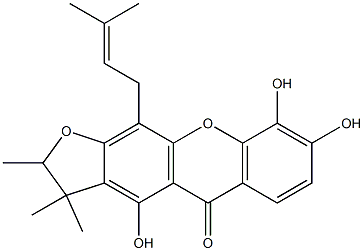 5H-Furo[3,2-b]xanthen-5-one,2,3-dihydro-4,8,9-trihydroxy-2,3,3-trimethyl-11-(3-methyl-2-buten-1-yl)- Structure