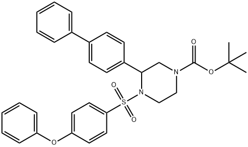 tert-butyl 3-{[1,1-biphenyl]-4-yl}-4-(4-phenoxybenzenesulfonyl)piperazine-1-carboxylate Struktur