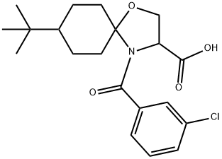 8-tert-butyl-4-(3-chlorobenzoyl)-1-oxa-4-azaspiro[4.5]decane-3-carboxylic acid Struktur