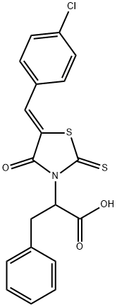 (Z)-2-(5-(4-chlorobenzylidene)-4-oxo-2-thioxothiazolidin-3-yl)-3-phenylpropanoic acid Struktur