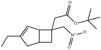 叔-丁基 2-(3-乙基-6-(硝基甲基)二环[3.2.0]庚-3-烯-6-基)醋酸盐, 1415817-42-3, 结构式