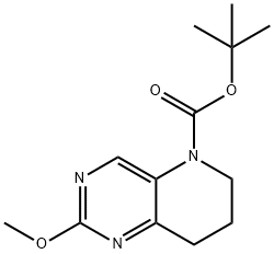 2-Methoxy-7,8-dihydro-6H-pyrido[3,2-d]pyrimidine-5-carboxylic acid tert-butyl ester Struktur