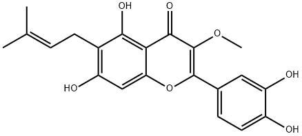 6-异戊烯基槲皮素-3-甲醚, 151649-34-2, 结构式