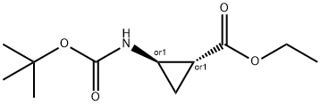 反式-2-BOC-氨基-环丙烷甲酸乙酯 结构式