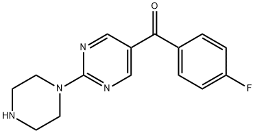 (4-fluorophenyl)(2-(piperazin-1-yl)pyrimidin-5-yl)methanone Struktur