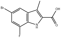 5-bromo-7-fluoro-3-methyl-1H-indole-2-carboxylic acid 结构式