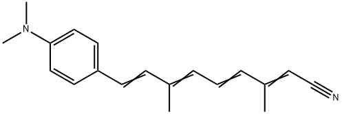 9-(4-Dimethylamino-phenyl)-3,7-dimethyl-nona-2,4,6,8-tetraenenitrile Struktur