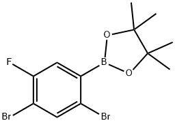 2,4-Dibromo-5-fluorophenylboronic acid pincol ester Struktur