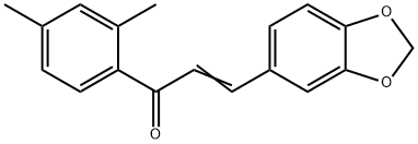 (2E)-3-(2H-1,3-ベンゾジオキソール-5-イル)-1-(2,4-ジメチルフェニル)プロプ-2-エン-1-オン 化学構造式