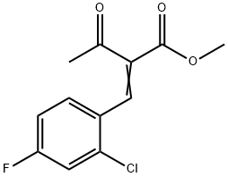 methyl 2-acetyl-3-(2-chloro-4-fluorophenyl)acrylate 化学構造式