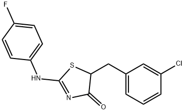 (Z)-5-(3-chlorobenzyl)-2-((4-fluorophenyl)imino)thiazolidin-4-one Structure