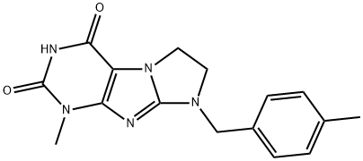1-methyl-8-(4-methylbenzyl)-7,8-dihydro-1H-imidazo[2,1-f]purine-2,4(3H,6H)-dione Struktur