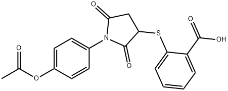 2-((1-(4-acetoxyphenyl)-2,5-dioxopyrrolidin-3-yl)thio)benzoic acid Structure