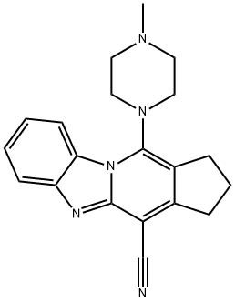 11-(4-methylpiperazin-1-yl)-2,3-dihydro-1H-benzo[4,5]imidazo[1,2-a]cyclopenta[d]pyridine-4-carbonitrile Struktur