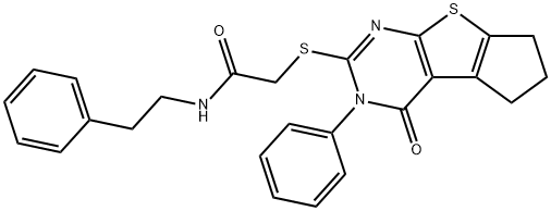 2-((4-oxo-3-phenyl-3,5,6,7-tetrahydro-4H-cyclopenta[4,5]thieno[2,3-d]pyrimidin-2-yl)thio)-N-phenethylacetamide Structure