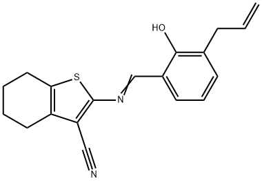 (E)-2-((3-allyl-2-hydroxybenzylidene)amino)-4,5,6,7-tetrahydrobenzo[b]thiophene-3-carbonitrile Structure