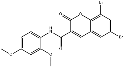 6,8-dibromo-N-(2,4-dimethoxyphenyl)-2-oxo-2H-chromene-3-carboxamide Struktur