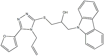 1-((4-allyl-5-(furan-2-yl)-4H-1,2,4-triazol-3-yl)thio)-3-(9H-carbazol-9-yl)propan-2-ol Struktur